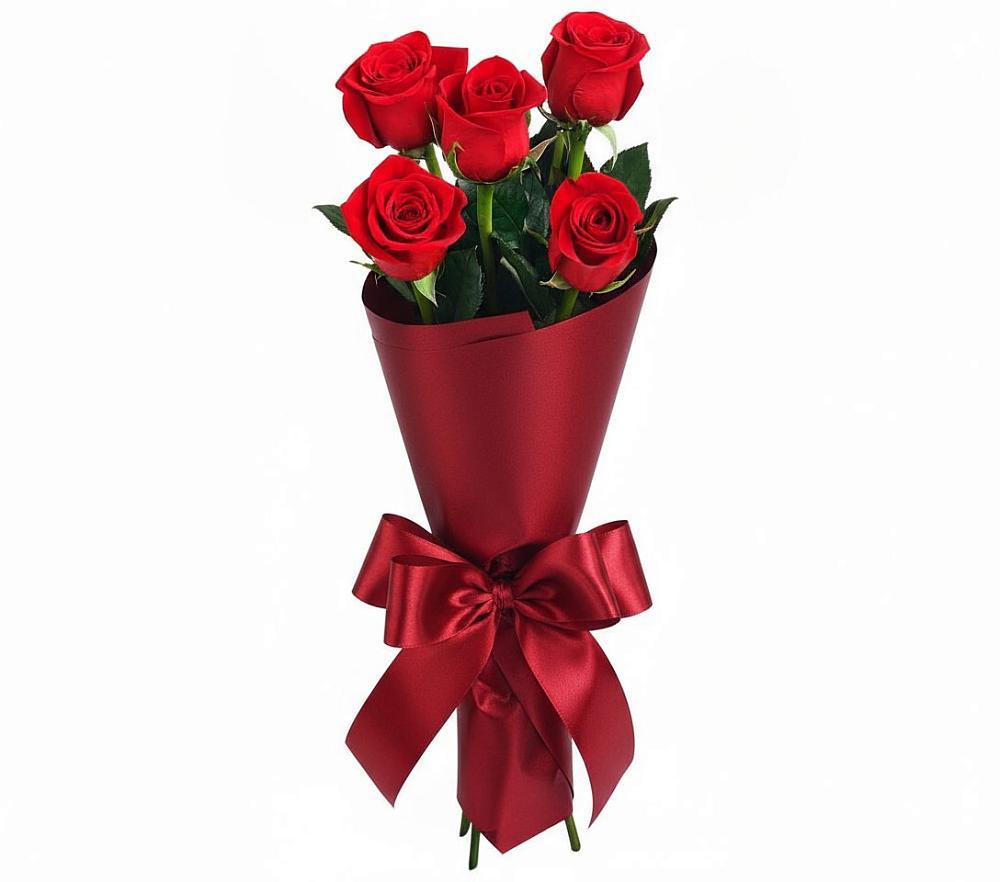 Букет 5 Красных роз Эдлесс Лав в Богословке Пензенской области