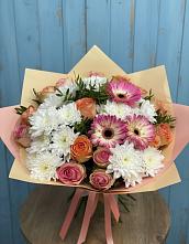 Букет цветов из:  Розы, Герберы и Хризантемы в Богословке Пензенской области