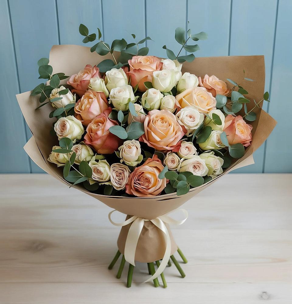 Букет цветов из: Альстромерии и Розы в Богословке Пензенской области