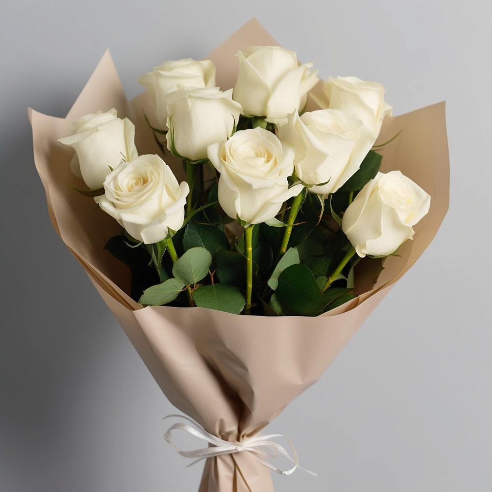 Букет 9 Белых роз Эдлесс Лав в Богословке Пензенской области