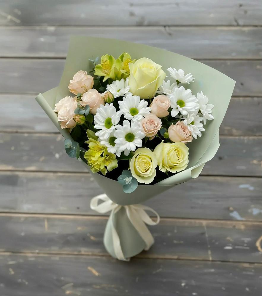 Букет цветов из: Альстромерии, Розы и Хризантемы в Богословке Пензенской области