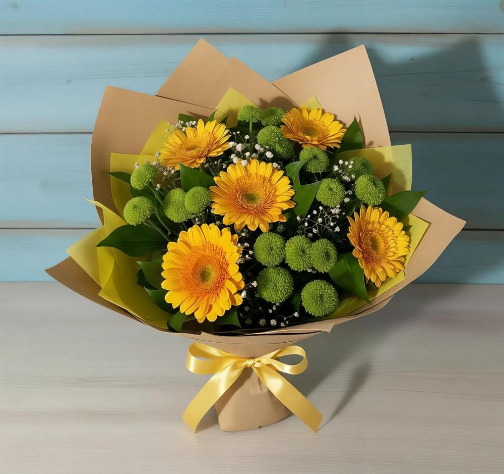 Букет цветов из: Герберы и Хризантемы в Богословке Пензенской области