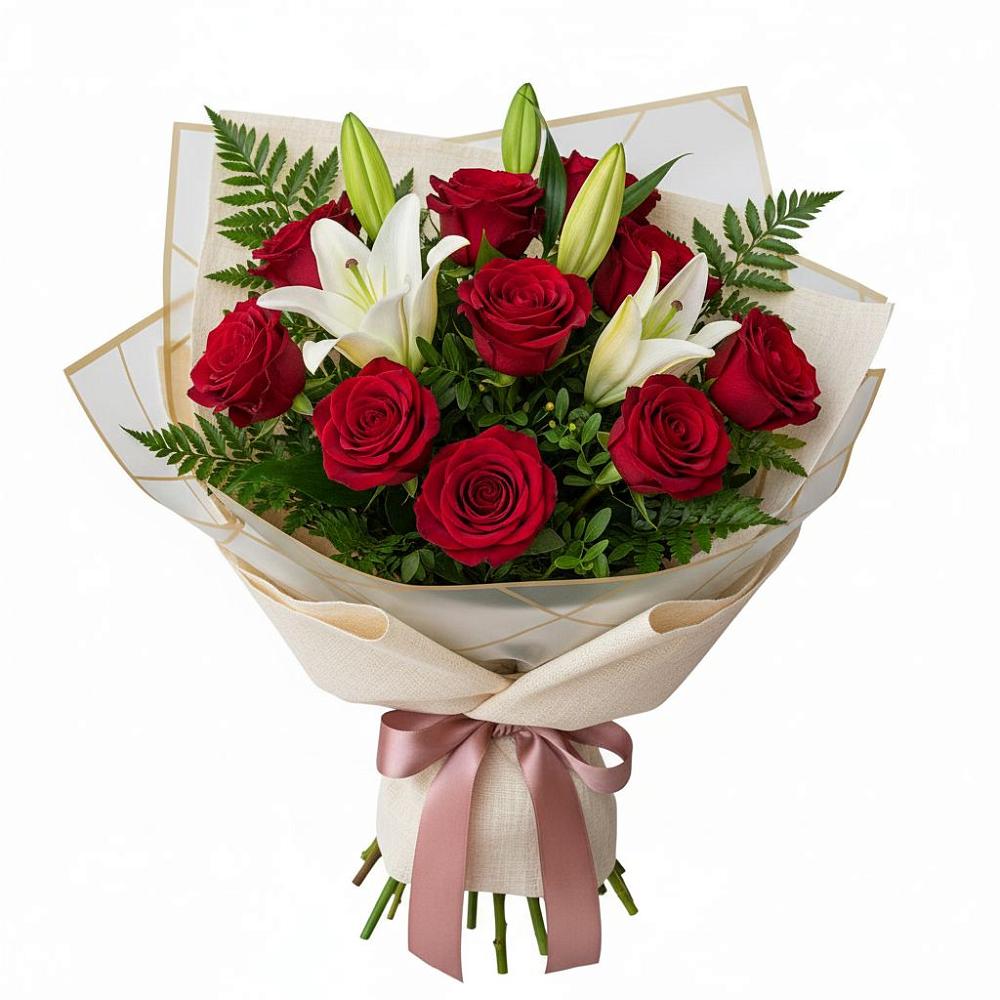 Букет цветов из: Лилии и Розы в Богословке Пензенской области