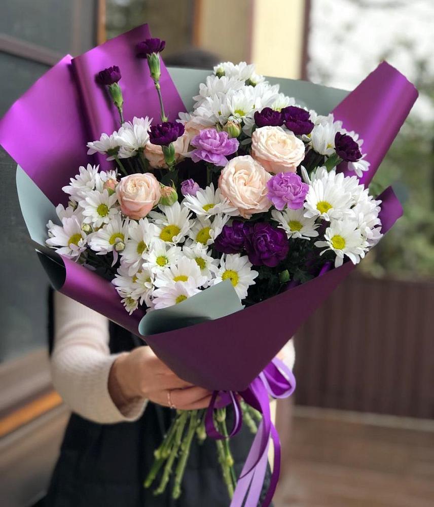 Букет цветов из: Хризантемы, Гвоздики и Розы в Богословке Пензенской области