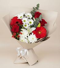 Букет цветов из:  Розы, Хризантемы, Герберы и Лилии в Богословке Пензенской области