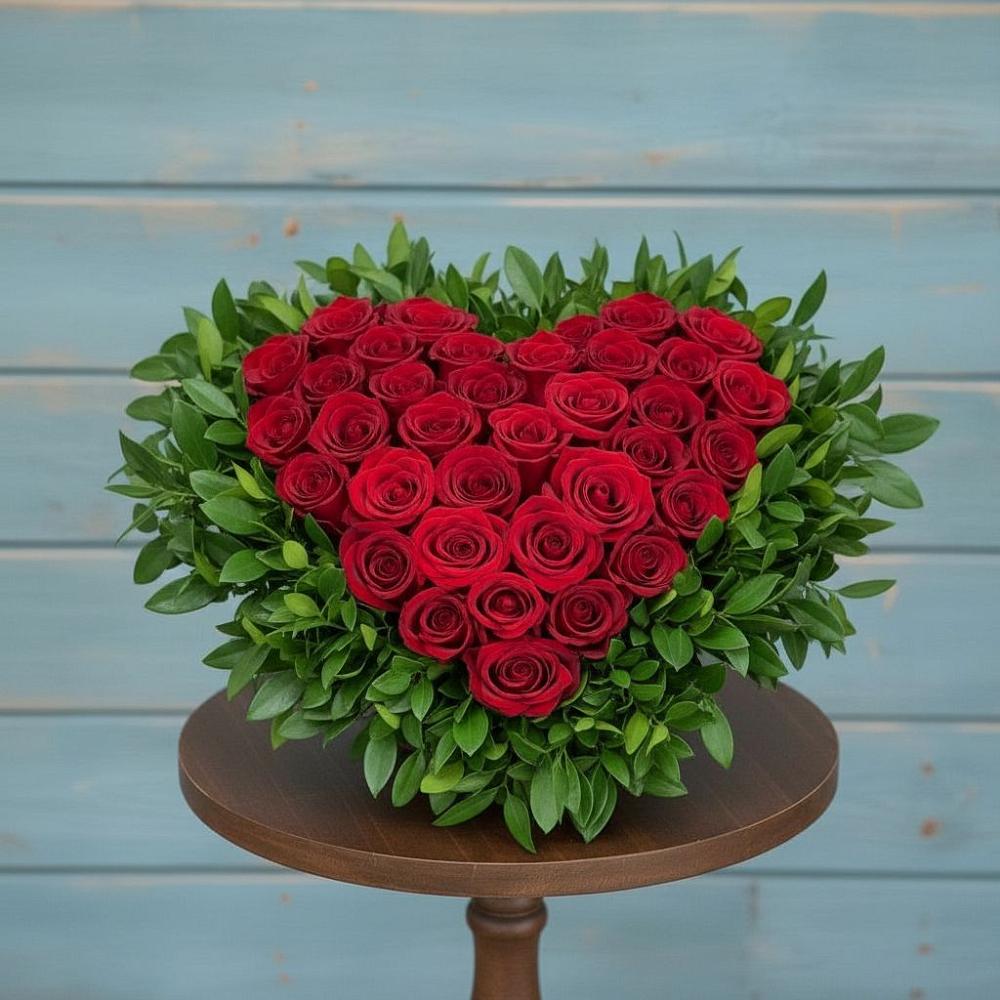 Цветочная композиция из Розы в виде сердца в Богословке Пензенской области