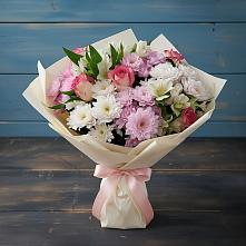 Букет цветов из:  Хризантемы, Альстромерии и Розы в Богословке Пензенской области