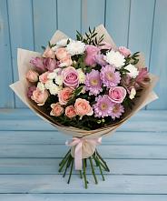 Букет цветов из:  Хризантемы, Розы и Альстромерии в Богословке Пензенской области