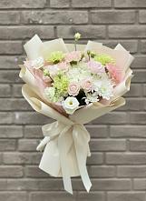 Букет цветов из:  Гвоздики, Розы, Лизиантусы и Хризантемы в Богословке Пензенской области