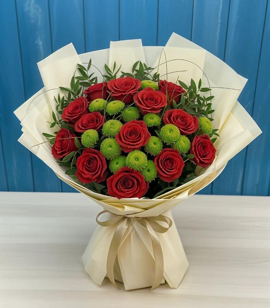 Букет цветов из: Розы и Хризантемы в Богословке Пензенской области