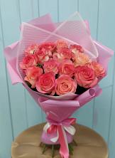 Букет 15 Розовых роз Равель в Богословке Пензенской области