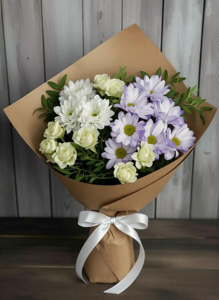 Букет цветов из: Хризантемы и Розы в Богословке Пензенской области